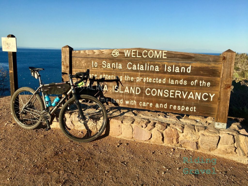 Grannygear's bike at the Catalina Island conservancy sign.