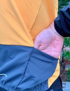 Rear zippered pocket detail shot