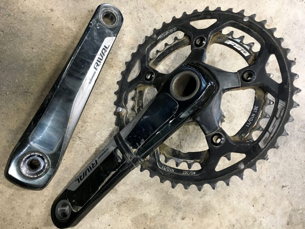 Grannygear's old SRAM Rival crank set with 46/36T gears