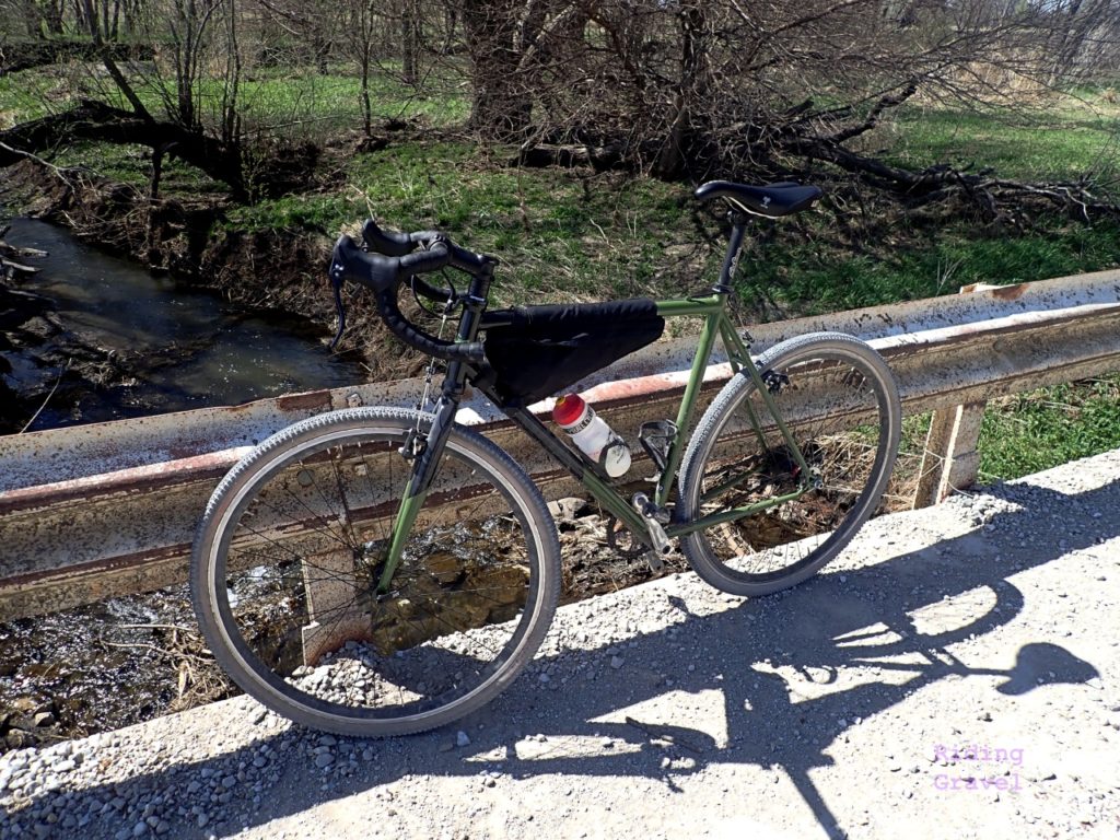 The State Bicycle Comapy's Warhawk on a rural bridge.