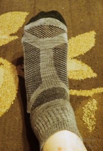 Guitar Ted's foot in a Hiwassee Trading company sock