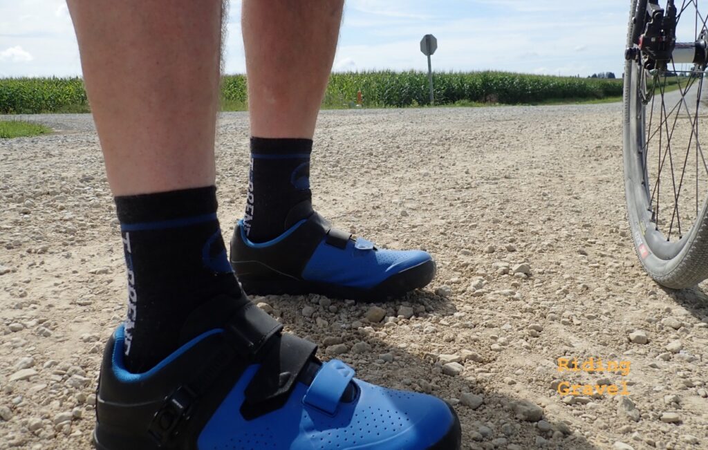 Guitar Ted models the Giant Line shoes on a gravel road