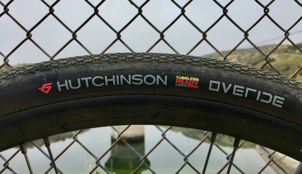 Close up of branding on the Hutchinson Overide tires