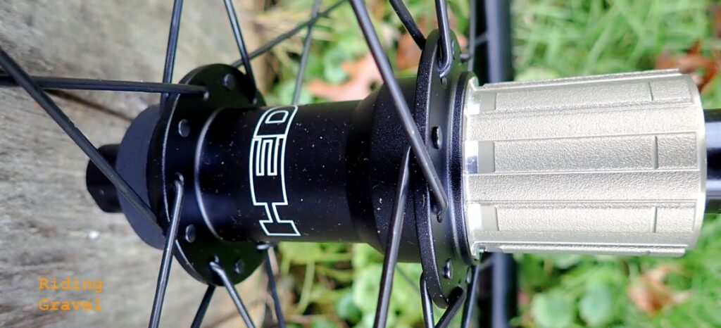 Detail of the rear hub on the HED Eroica SR wheel