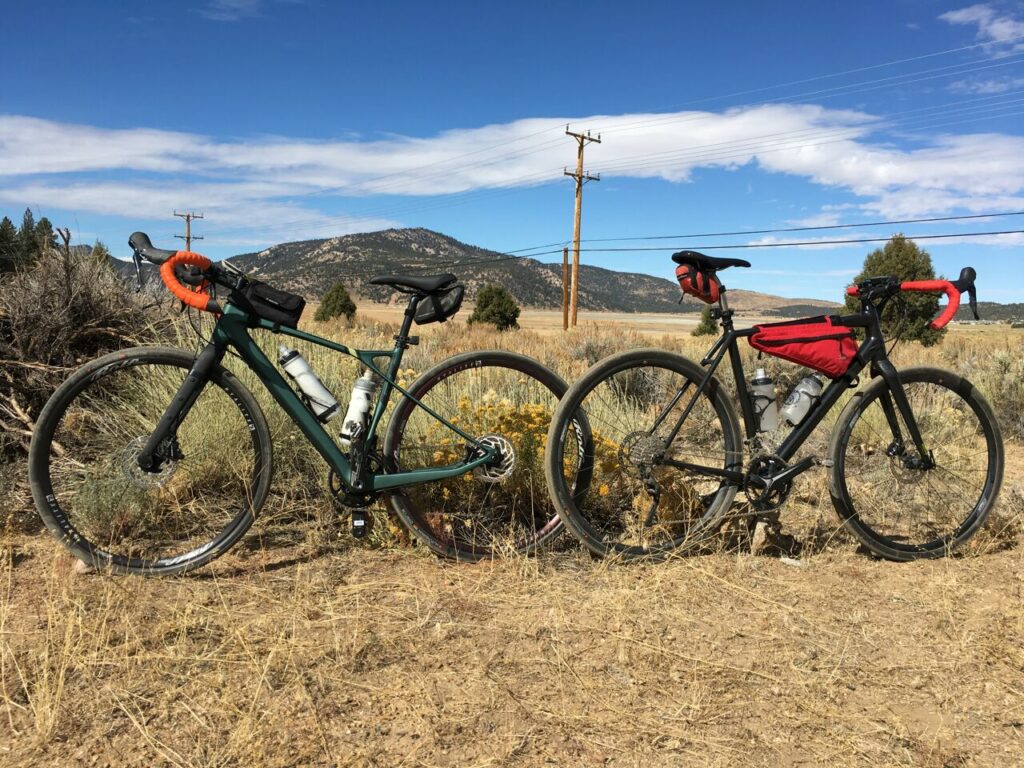two gravel bikes set up with Hutchinson Overides