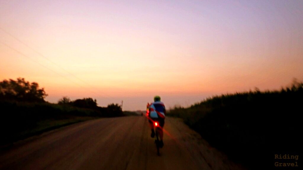 Rider and sunrise scene