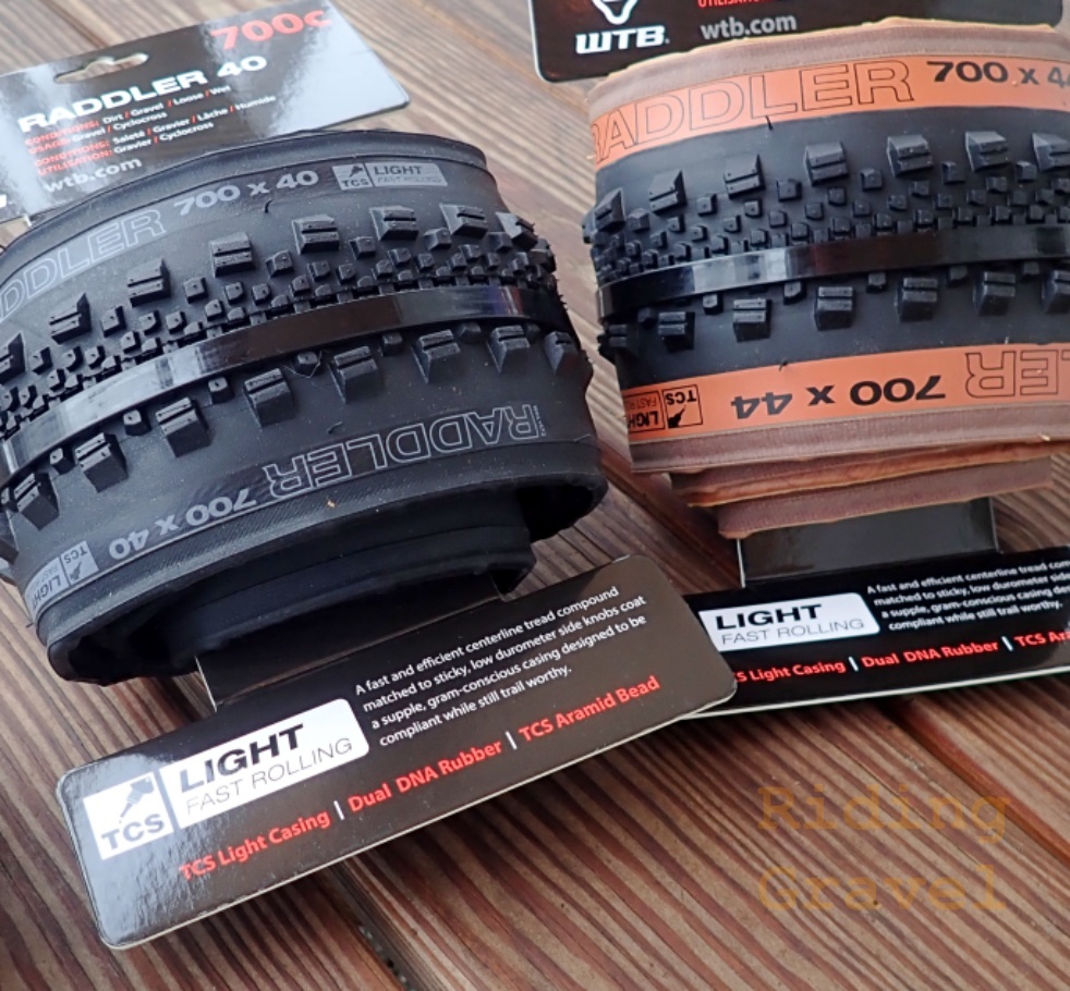 Two versions of the WTB Raddler tires. 